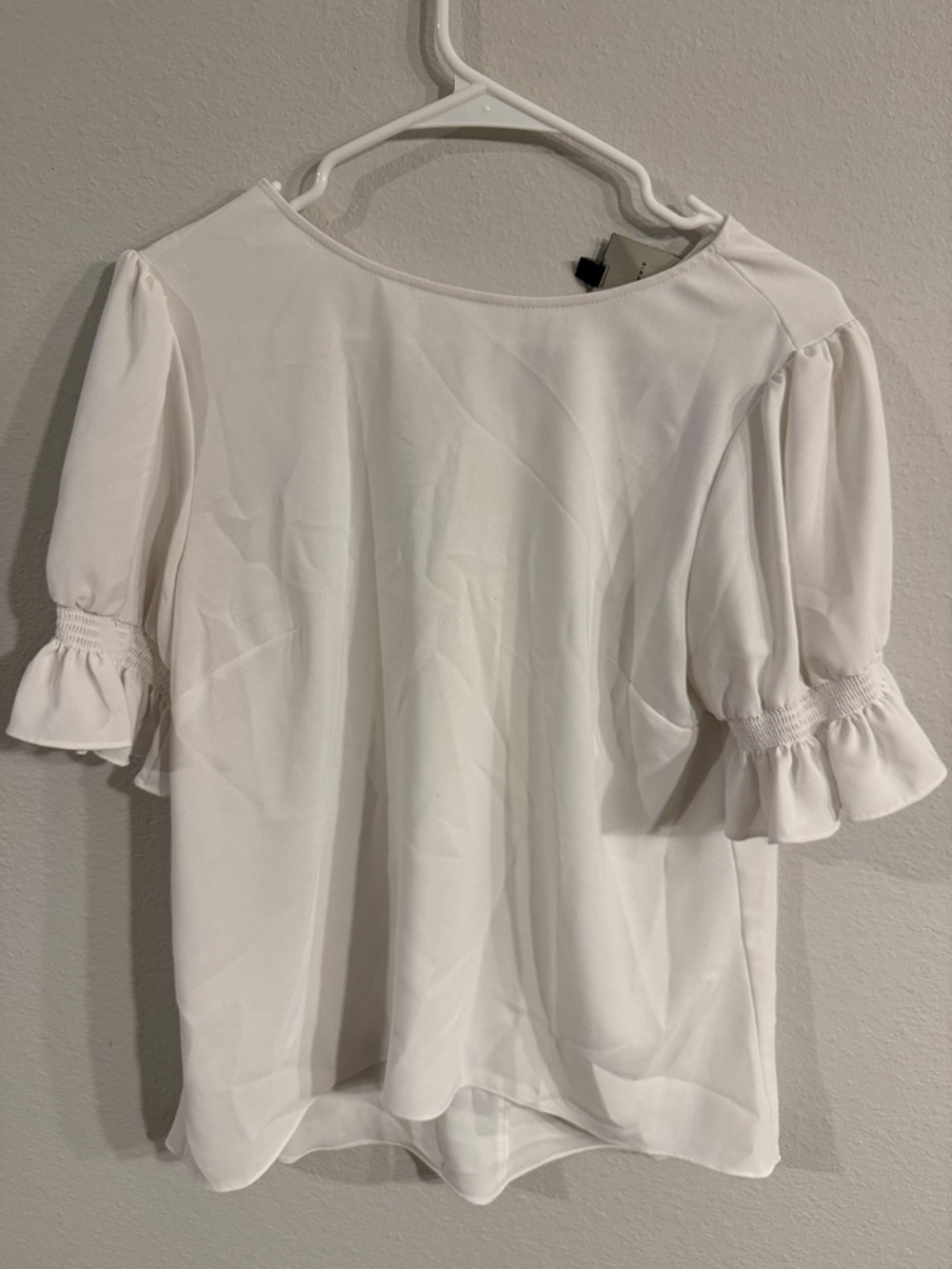 Alex Marie White Puff Sleeve Ruffle Blouse